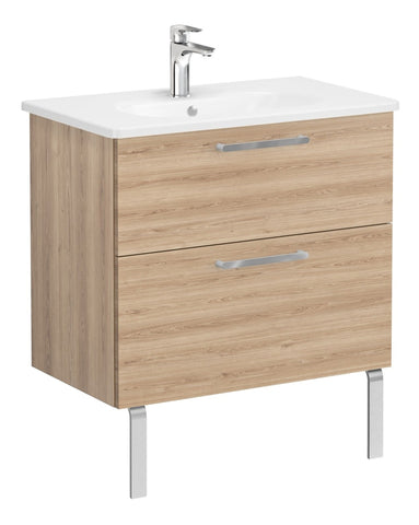 VitrA Zentrum 80cm 2 Drawer W/H Washbasin Unit - Natural Oak