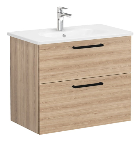VitrA Zentrum 80cm 2 Drawer W/H Washbasin Unit - Natural Oak