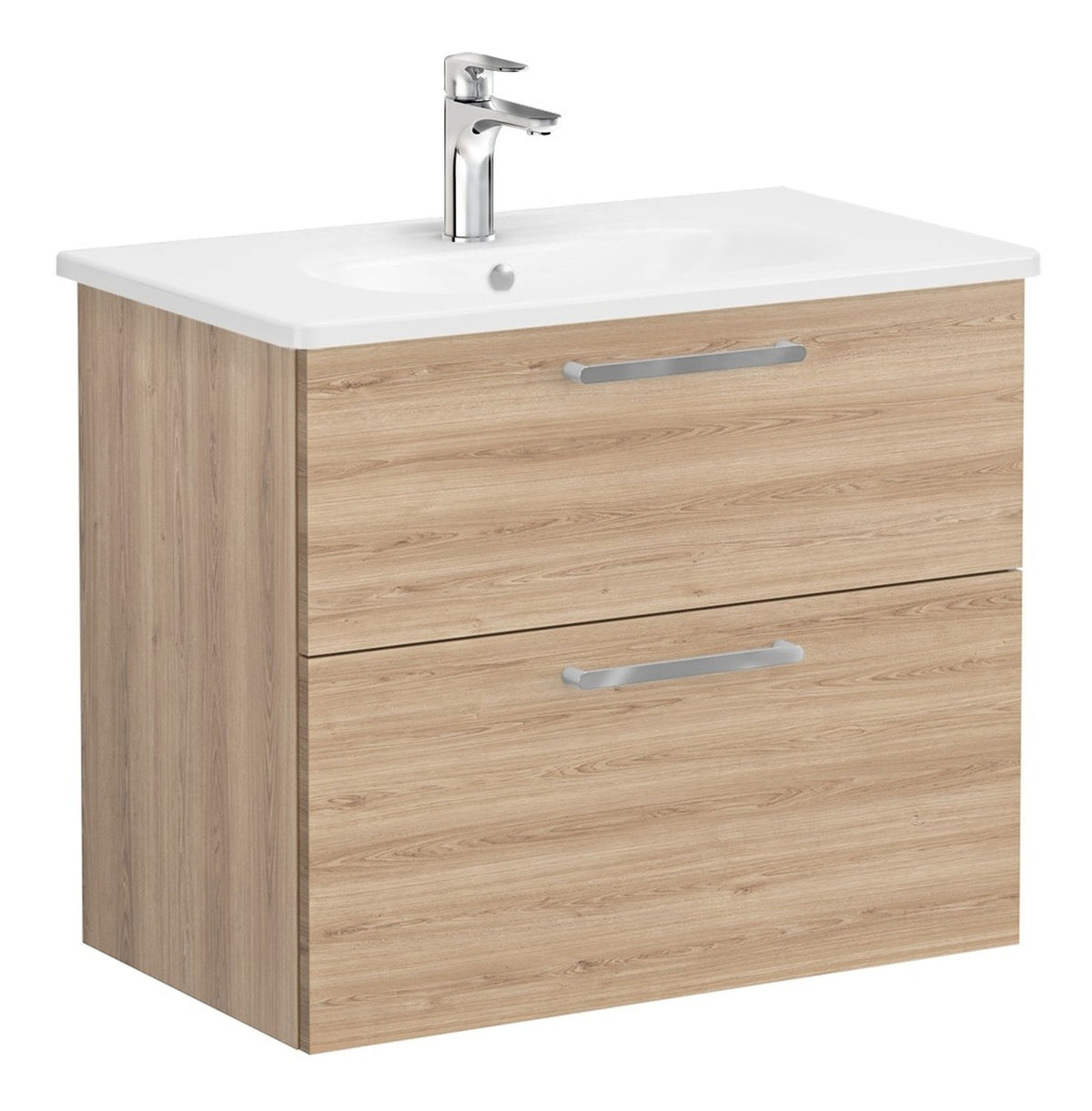 VitrA Zentrum 80cm 2 Drawer W/H Washbasin Unit - Natural Oak