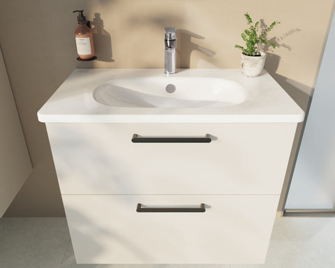 VitrA Zentrum 80cm 2 Drawer W/H Washbasin Unit - High Gloss White