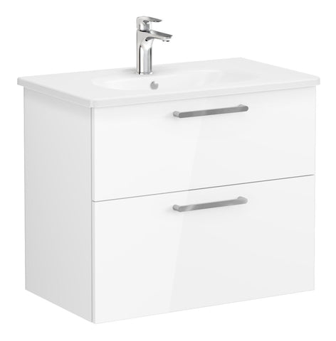 VitrA Zentrum 80cm 2 Drawer W/H Washbasin Unit - High Gloss White