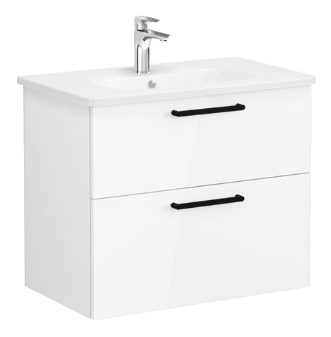 VitrA Zentrum 80cm 2 Drawer W/H Washbasin Unit - High Gloss White