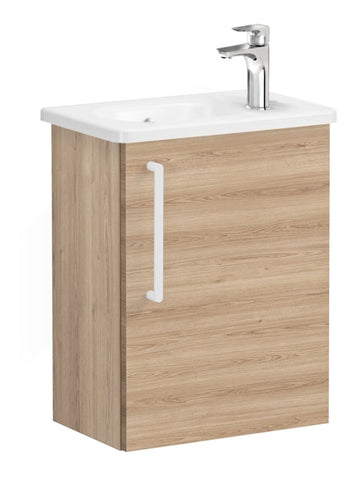 VitrA Zentrum Compact 45cm 1 Door W/H Washbasin Unit (RH Hinge) - Natural Oak