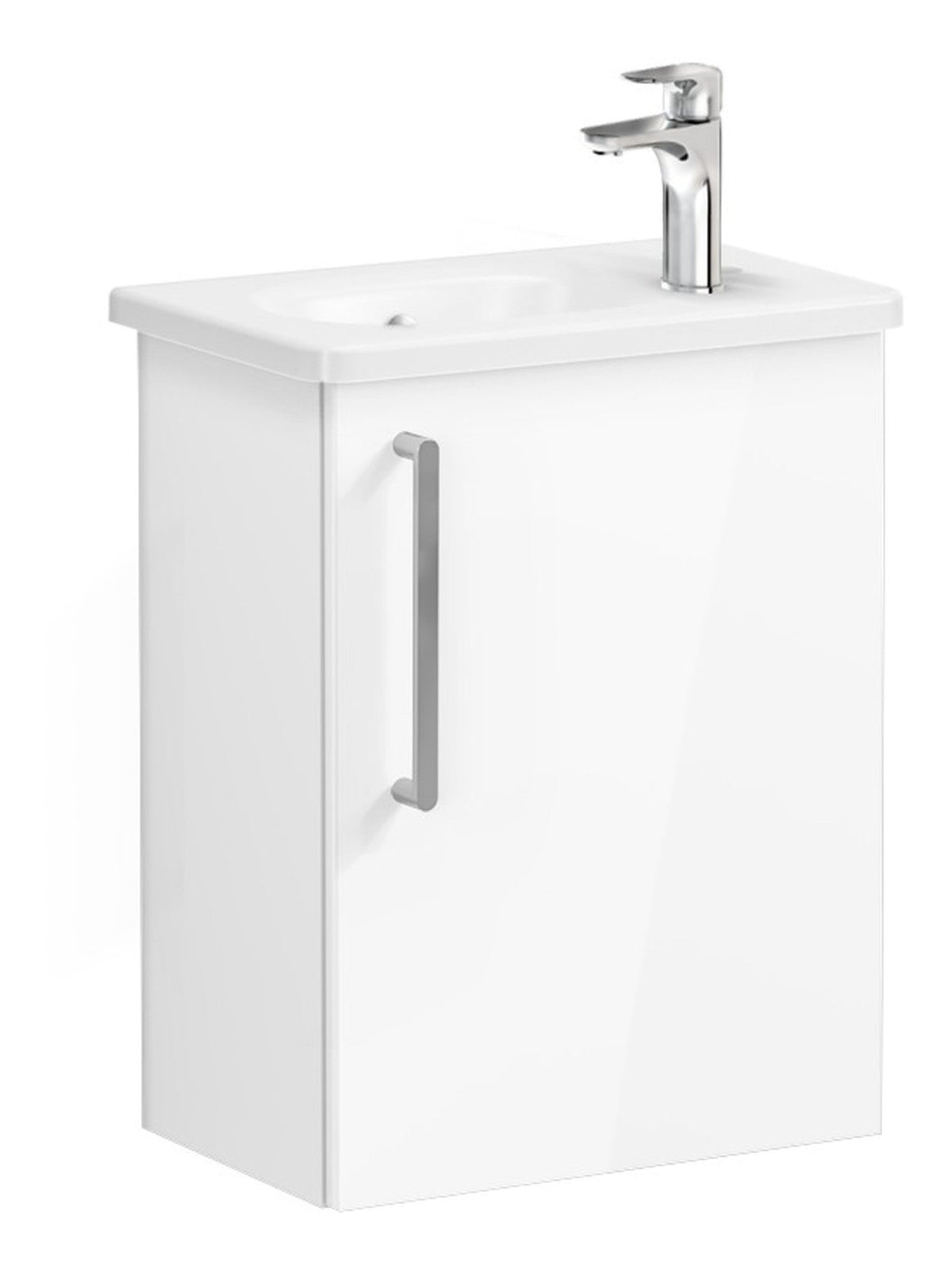 VitrA Zentrum Compact 45cm 1 Door W/H Washbasin Unit (RH Hinge) - High Gloss White