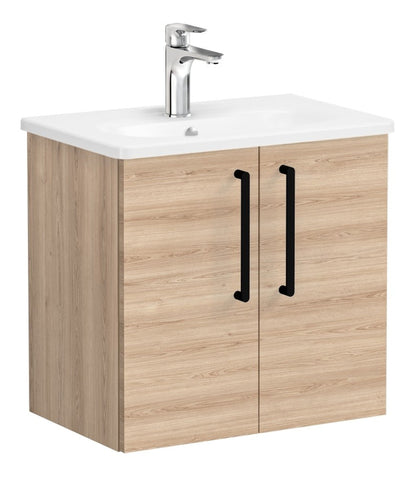 VitrA Zentrum Compact 60cm 2 Door W/H Washbasin Unit - Natural Oak