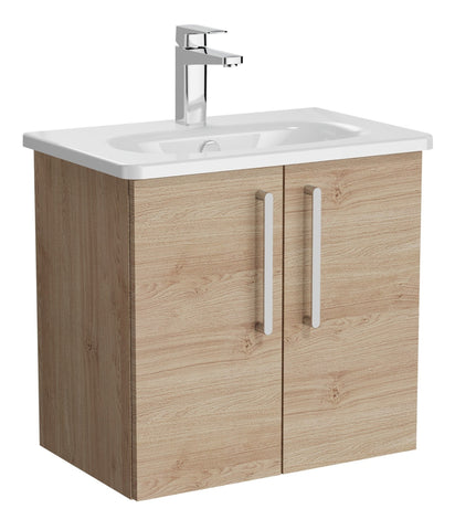 VitrA Zentrum Compact 60cm 2 Door W/H Washbasin Unit - Natural Oak
