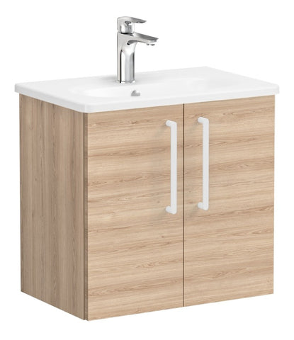 VitrA Zentrum Compact 60cm 2 Door W/H Washbasin Unit - Natural Oak