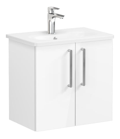 VitrA Zentrum Compact 60cm 2 Door W/H Washbasin Unit - High Gloss White