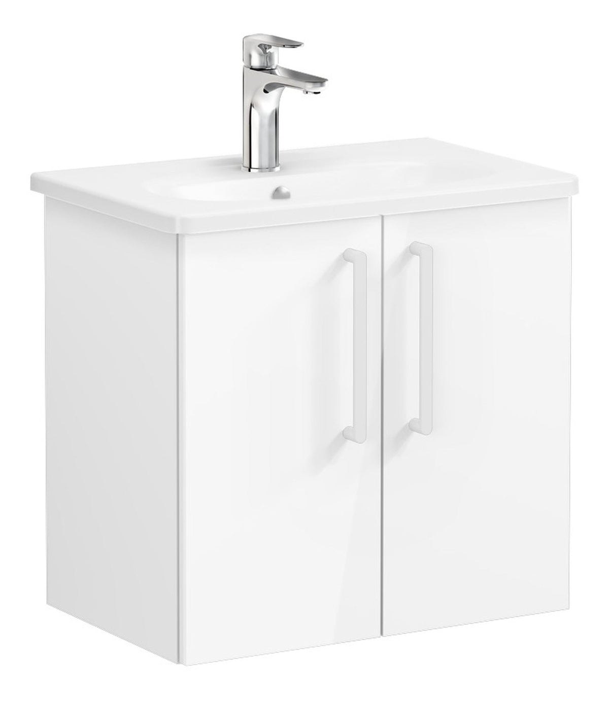 VitrA Zentrum Compact 60cm 2 Door W/H Washbasin Unit - High Gloss White
