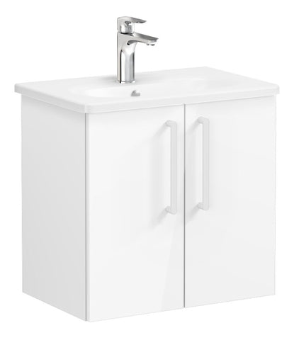 VitrA Zentrum Compact 60cm 2 Door W/H Washbasin Unit - High Gloss White