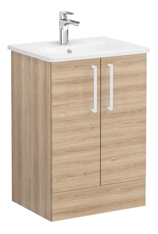 VitrA Zentrum 60cm 2 Drawer F/S Washbasin Unit - Natural Oak
