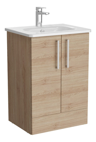 VitrA Zentrum 60cm 2 Drawer F/S Washbasin Unit - Natural Oak