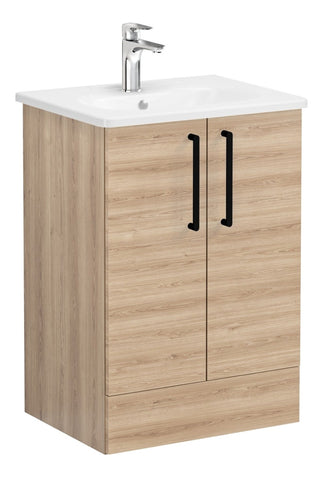 VitrA Zentrum 60cm 2 Drawer F/S Washbasin Unit - Natural Oak