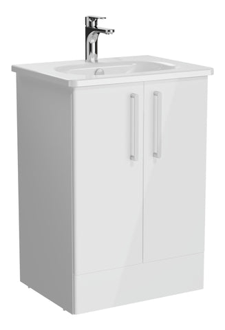 VitrA Zentrum 60cm 2 Drawer F/S Washbasin Unit - High Gloss White