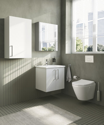 VitrA Root Flat 60cm 1 Door Upper/Wall Unit (RH Hinge) - High Gloss White