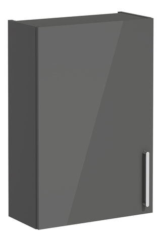 VitrA Root Flat 60cm 1 Door Upper/Wall Unit (LH Hinge) - Anthracite High Gloss