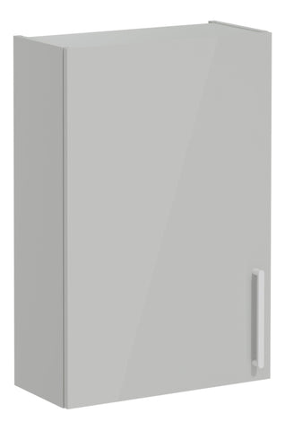 VitrA Root Flat 60cm 1 Door Upper/Wall Unit (LH Hinge) - Shiny Pearl Grey