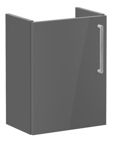 VitrA Root Flat 40cm 1 Door Wall Hung Slim Washbasin Unit (LH Hinge) - Anthracite High Gloss