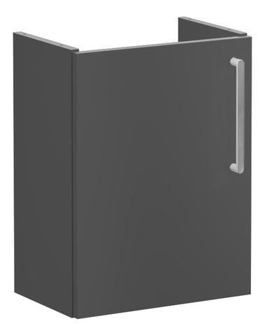 VitrA Root Flat 40cm 1 Door Wall Hung Slim Washbasin Unit (LH Hinge) - Matt Storm Grey