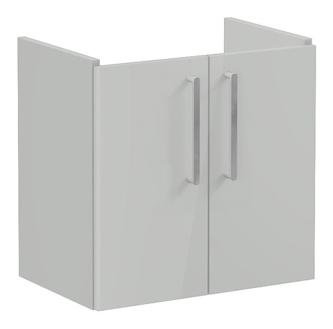VitrA Root Flat 60cm 2 Door Wall Hung Slim Washbasin Unit - Shiny Pearl Grey