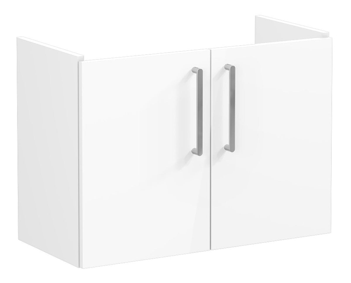 VitrA Root Flat 80cm 2 Door Wall Hung Slim Washbasin Unit - High Gloss White