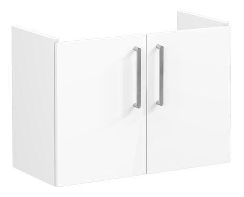 VitrA Root Flat 80cm 2 Door Wall Hung Slim Washbasin Unit - High Gloss White
