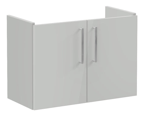 VitrA Root Flat 80cm 2 Door Wall Hung Slim Washbasin Unit - Shiny Pearl Grey