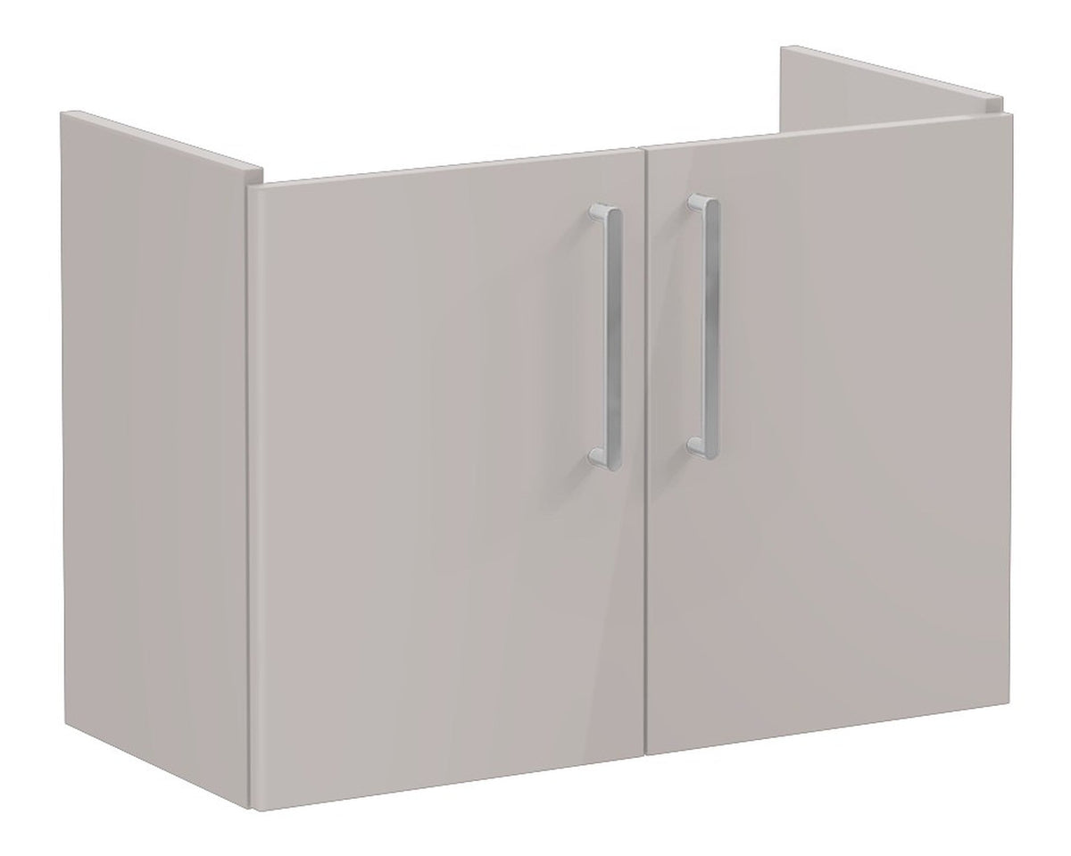 VitrA Root Flat 80cm 2 Door Wall Hung Slim Washbasin Unit - Bright Sahara Beige