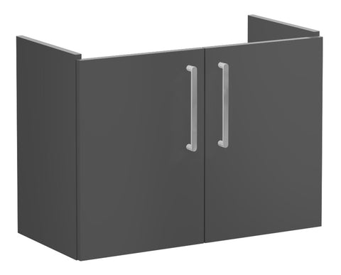 VitrA Root Flat 80cm 2 Door Wall Hung Slim Washbasin Unit - Matt Storm Grey