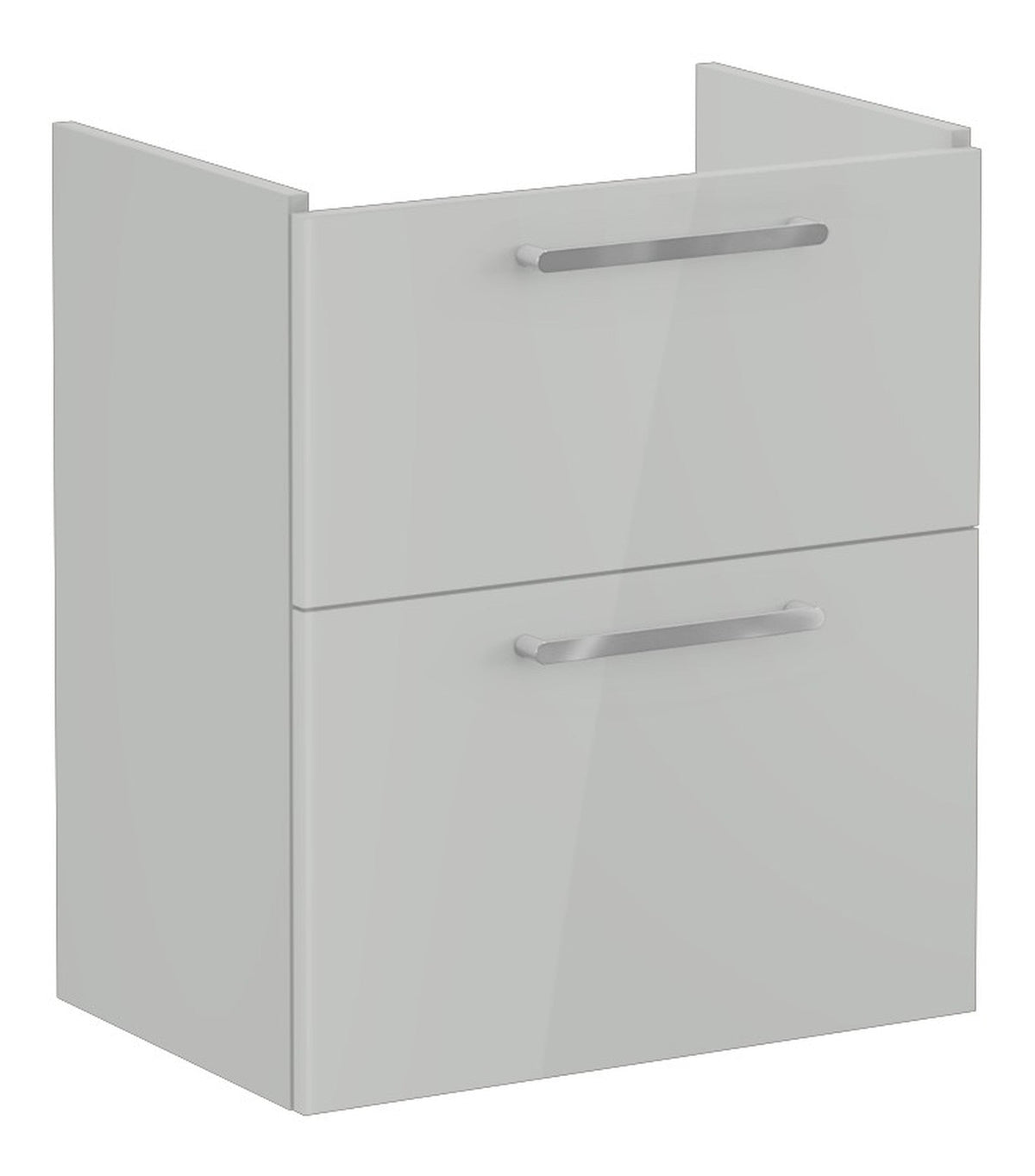 VitrA Root Flat 60cm 2 Drawer Slim Washbasin Unit - Shiny Pearl Grey