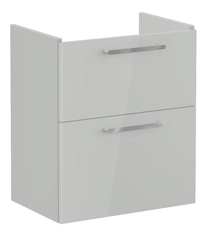 VitrA Root Flat 60cm 2 Drawer Slim Washbasin Unit - Shiny Pearl Grey