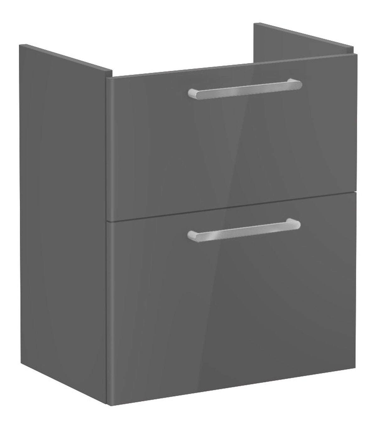 VitrA Root Flat 60cm 2 Drawer Slim Washbasin Unit - Anthracite High Gloss