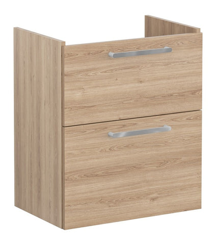 VitrA Root Flat 60cm 2 Drawer Slim Washbasin Unit - Natural Oak