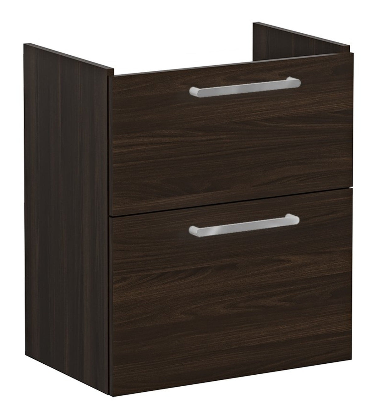 VitrA Root Flat 60cm 2 Drawer Slim Washbasin Unit - Walnut