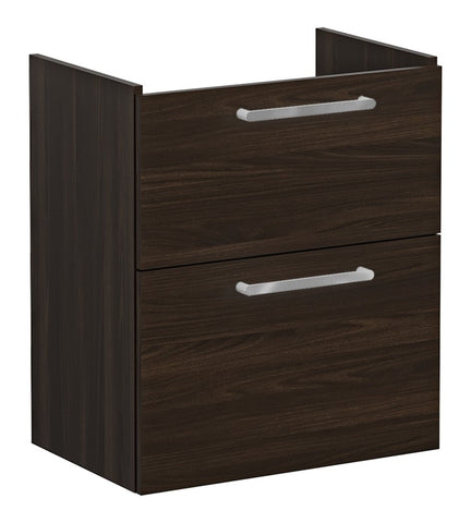 VitrA Root Flat 60cm 2 Drawer Slim Washbasin Unit - Walnut