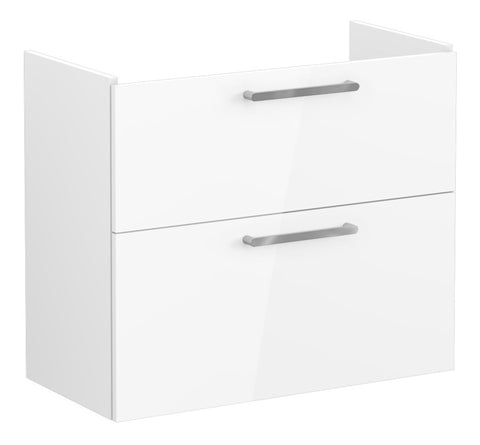 VitrA Root Flat 80cm 2 Drawer Slim Washbasin Unit - High Gloss White