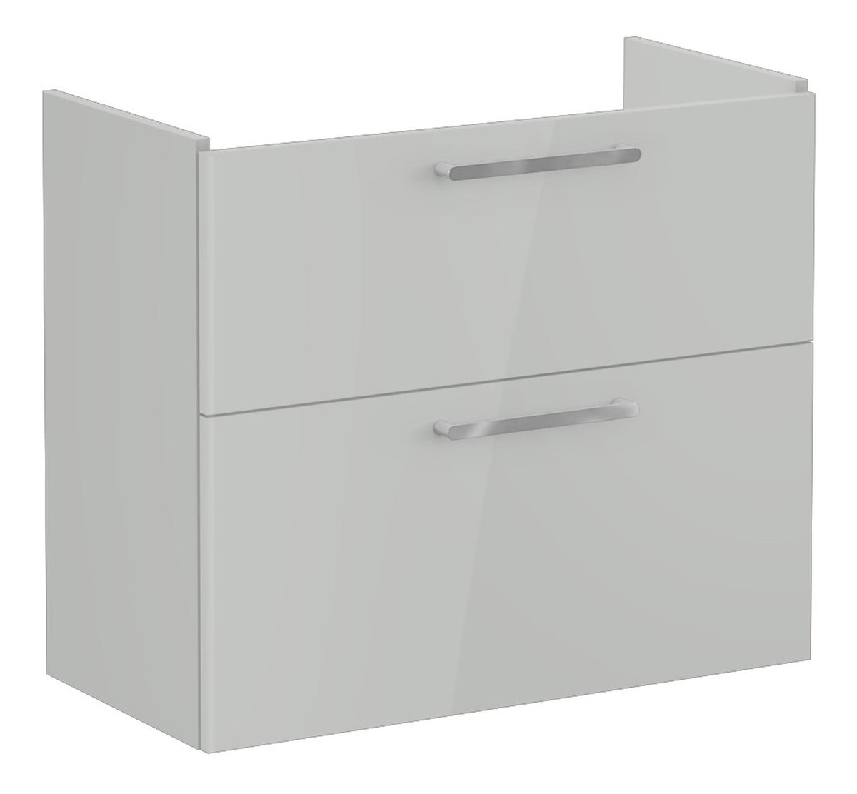 VitrA Root Flat 80cm 2 Drawer Slim Washbasin Unit - Shiny Pearl Grey