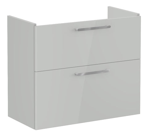 VitrA Root Flat 80cm 2 Drawer Slim Washbasin Unit - Shiny Pearl Grey