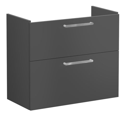 VitrA Root Flat 80cm 2 Drawer Slim Washbasin Unit - Matt Storm Grey
