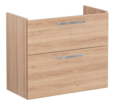 VitrA Root Flat 80cm 2 Drawer Slim Washbasin Unit - Natural Oak