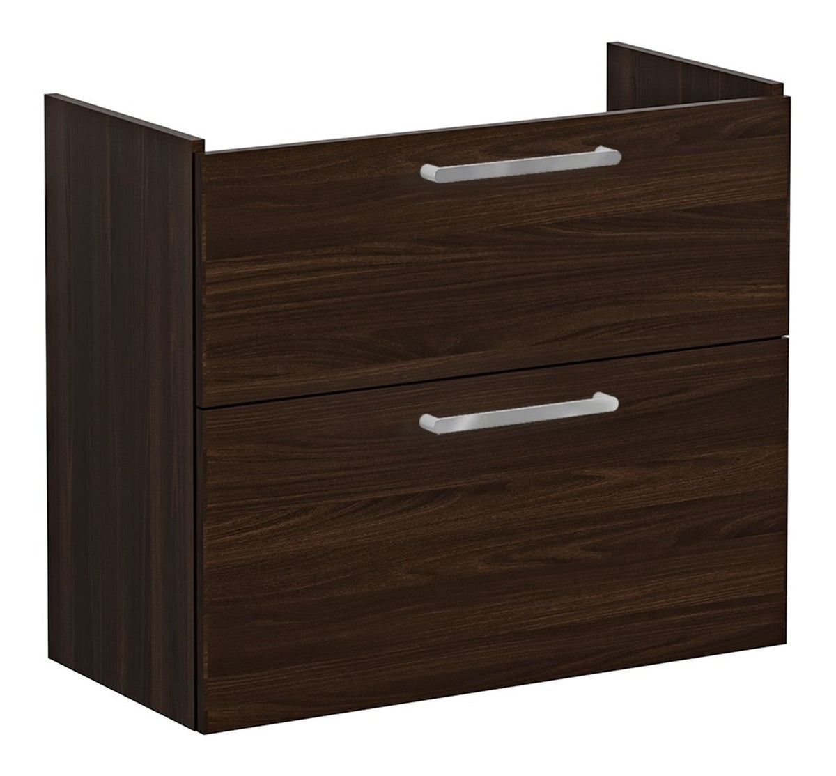 VitrA Root Flat 80cm 2 Drawer Slim Washbasin Unit - Walnut