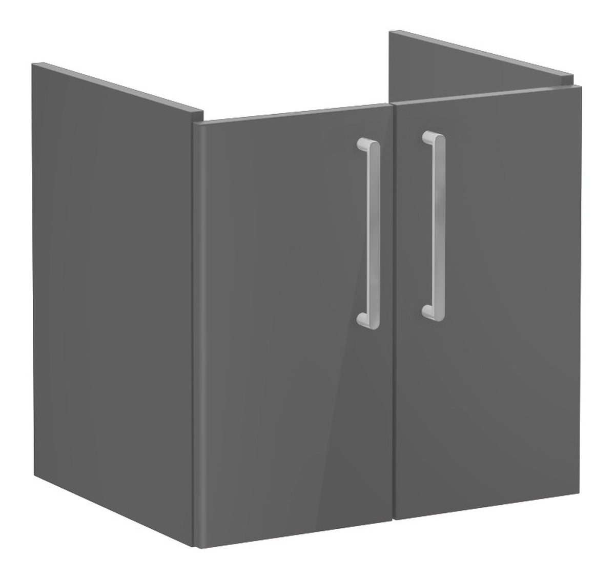 VitrA Root Flat 60cm 2 Door Wall Hung Washbasin Unit - Anthracite High Gloss