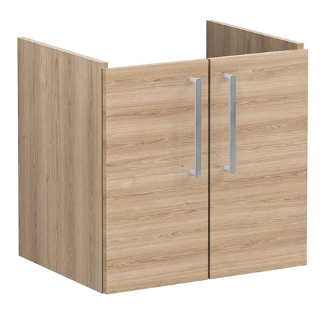 VitrA Root Flat 60cm 2 Door Wall Hung Washbasin Unit - Natural Oak