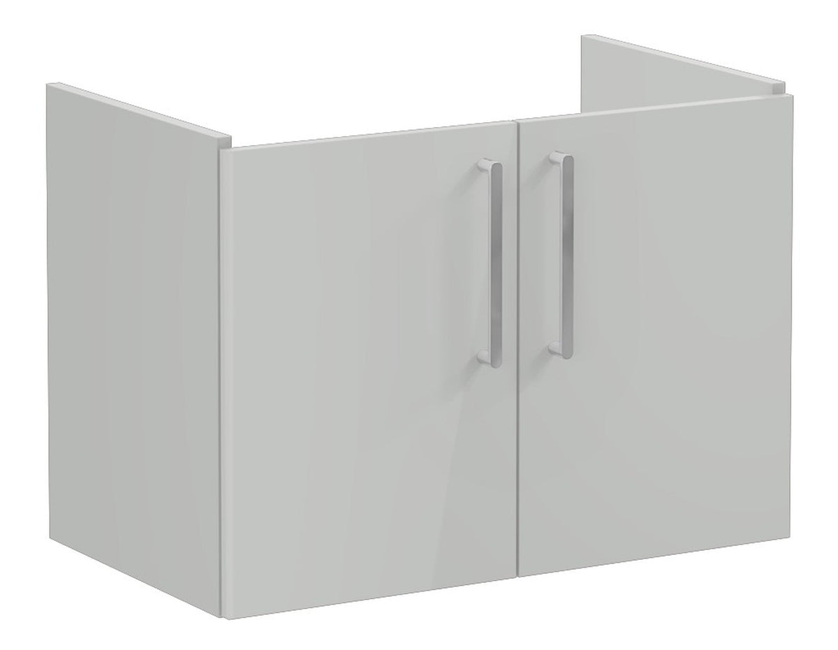VitrA Root Flat 80cm 2 Door Wall Hung Washbasin Unit - Shiny Pearl Grey