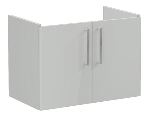 VitrA Root Flat 80cm 2 Door Wall Hung Washbasin Unit - Shiny Pearl Grey
