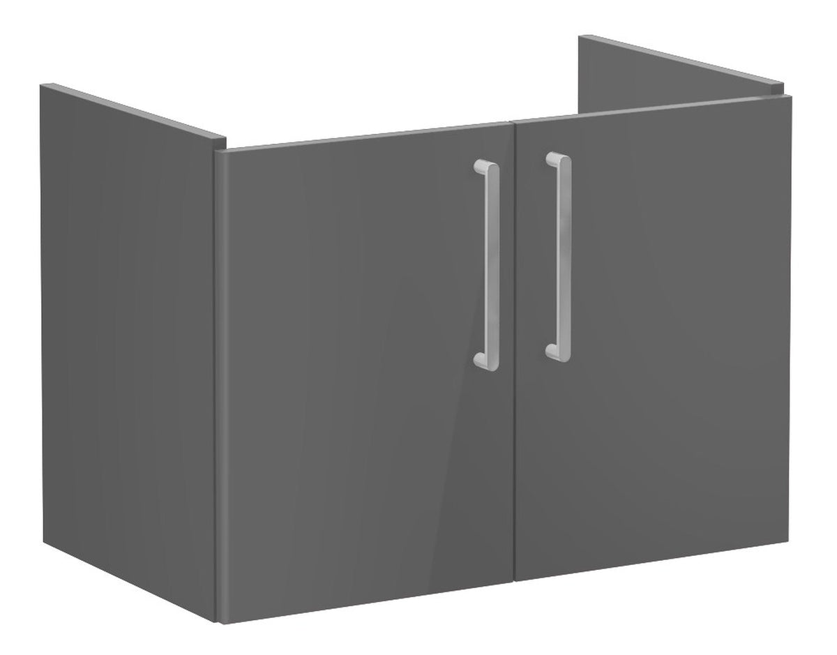 VitrA Root Flat 80cm 2 Door Wall Hung Washbasin Unit - Anthracite High Gloss