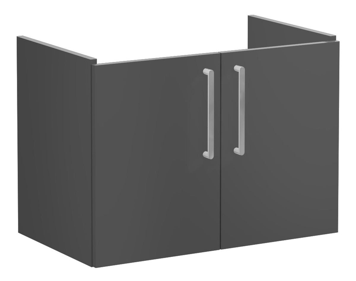 VitrA Root Flat 80cm 2 Door Wall Hung Washbasin Unit - Matt Storm Grey