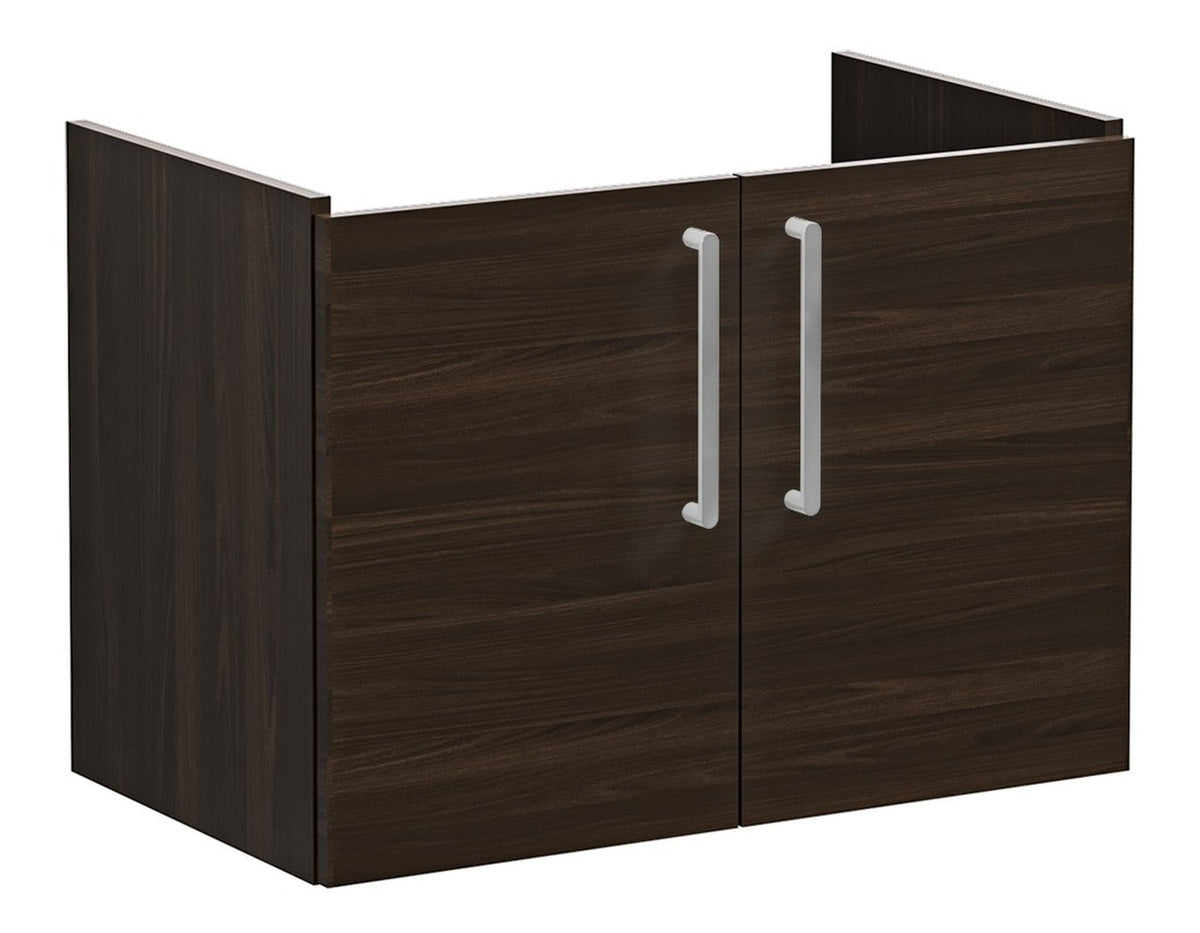 VitrA Root Flat 80cm 2 Door Wall Hung Washbasin Unit - Walnut