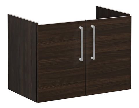 VitrA Root Flat 80cm 2 Door Wall Hung Washbasin Unit - Walnut