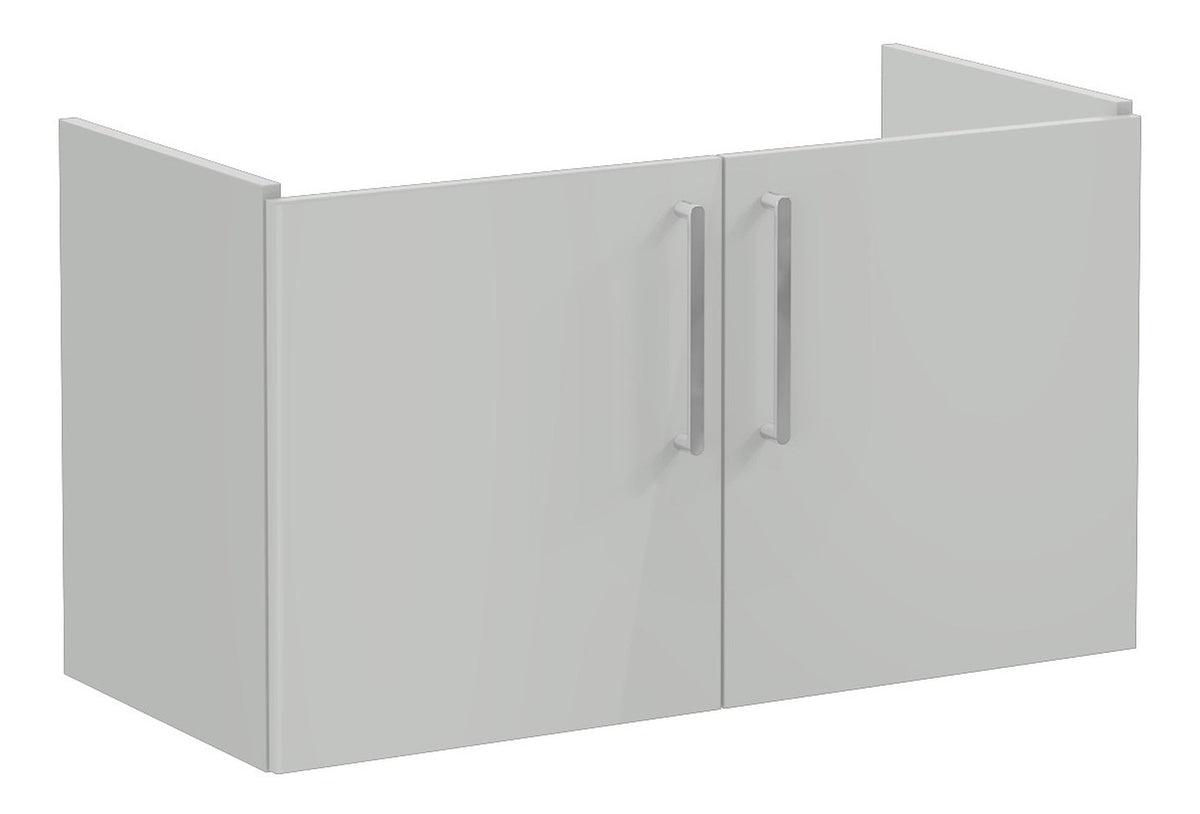VitrA Root Flat 100cm 2 Door Washbasin Unit - Shiny Pearl Grey